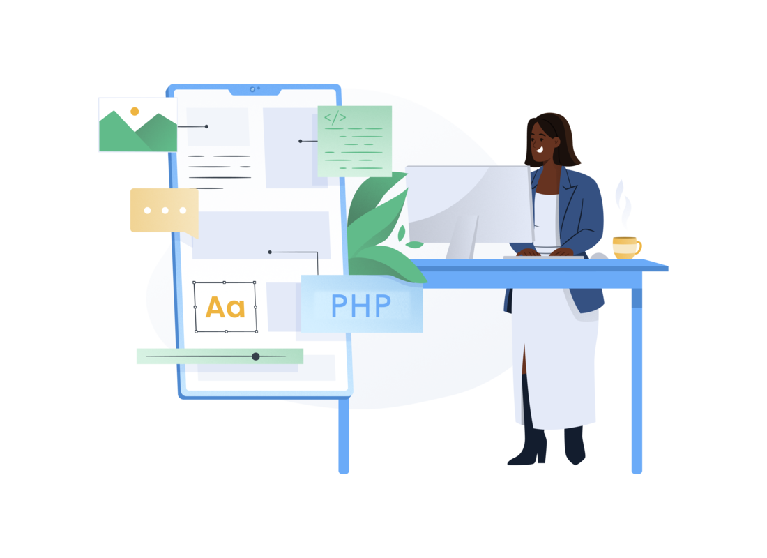 A web operations specialist reviewing a site's screens and code